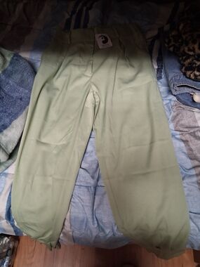 Light Green Women's High-Waist Pleated Pantsuit Pants